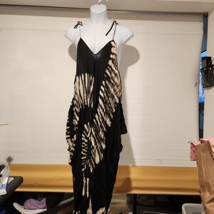 Black and Cream Tie-Dye Women's Jumpsuit